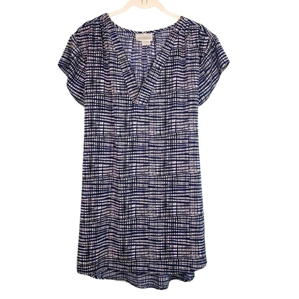 Oh! Mamma Blue & White Cap Sleeve Maternity Top